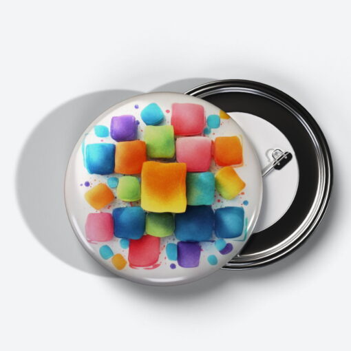 Prismatic Reflections - Add a pop of creativity to your attire with this abstract pin button.
