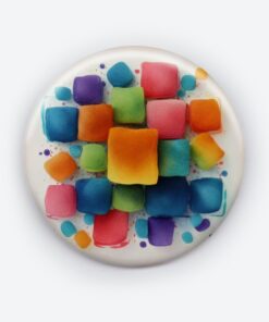 Gleaming Gem Add a pop of creativity to your attire with this abstract pin button.