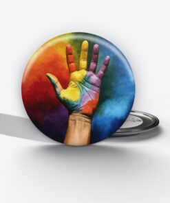 Rainbow Reach - Add a pop of creativity to your attire with this abstract pin button