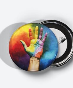 Rainbow Reach - Add a pop of creativity to your attire with this abstract pin button