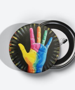 Rainbow Reach - Add a pop of creativity to your attire with this abstract pin button