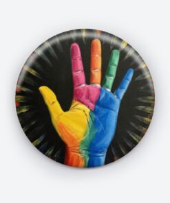 Rainbow Reach - Add a pop of creativity to your attire with this abstract pin button