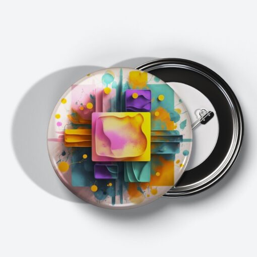 Prismatic Reflections - Add a pop of creativity to your attire with this abstract pin button.