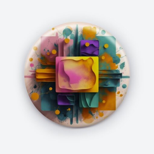 Prismatic Reflections - Add a pop of creativity to your attire with this abstract pin button.
