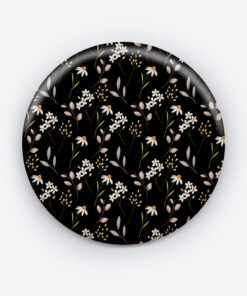 Floral Botanical Black Pin Button | Elegant Nature-Inspired Accessory
