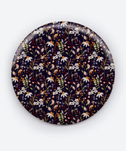 Full Floral Black Pin Button | Bold Botanical Design