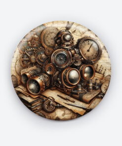  Gears of Destiny Steampunk Pin Button | Vintage Mechanical Style