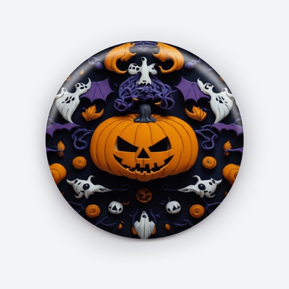 Hauntingly Beautiful Halloween Pin Button - Spooky and Stylish