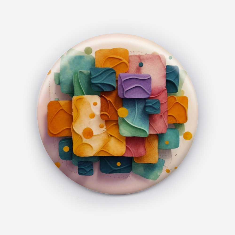 Prismatic Reflections - Add a pop of creativity to your attire with this abstract pin button