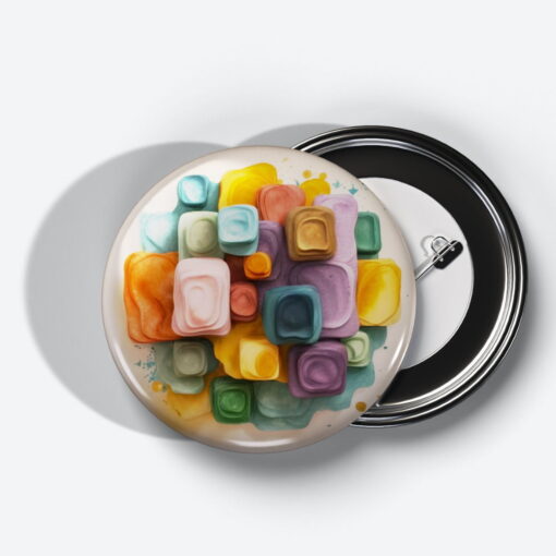 Prismatic Reflections - Add a pop of creativity to your attire with this abstract pin button.