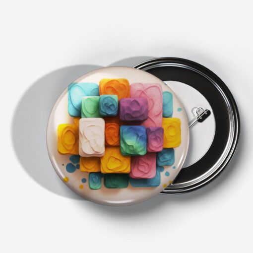 Prismatic Reflections - Add a pop of creativity to your attire with this abstract pin button.
