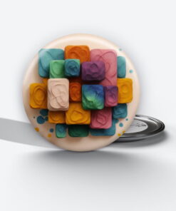 Prismatic Reflections - Add a pop of creativity to your attire with this abstract pin button.