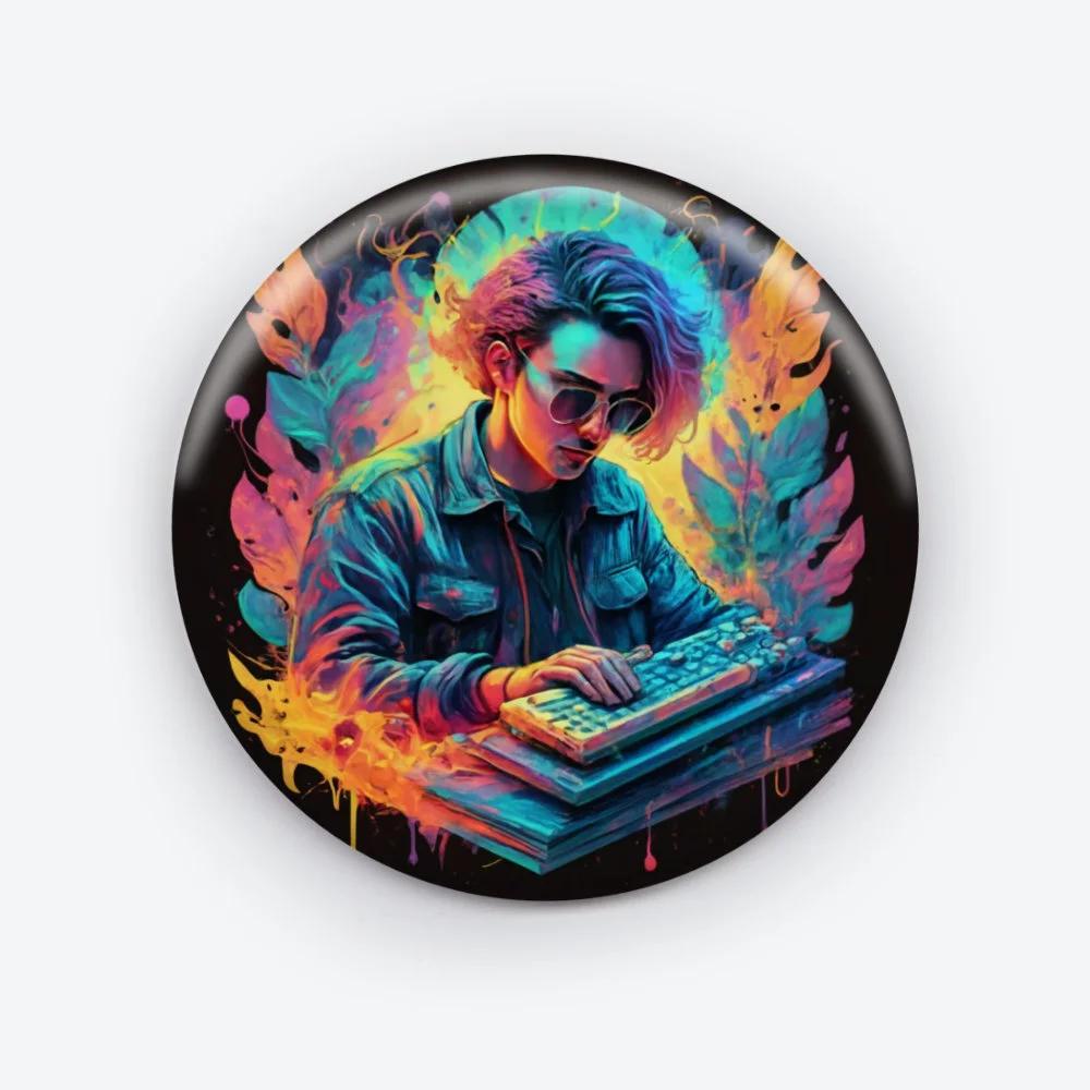 Retro DJ Joker Pin Button | Unique Vintage Music-Inspired Accessory