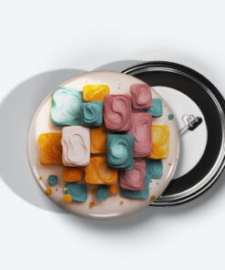 Prismatic Reflections - Add a pop of creativity to your attire with this abstract pin button.