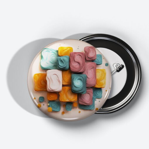 Prismatic Reflections - Add a pop of creativity to your attire with this abstract pin button.