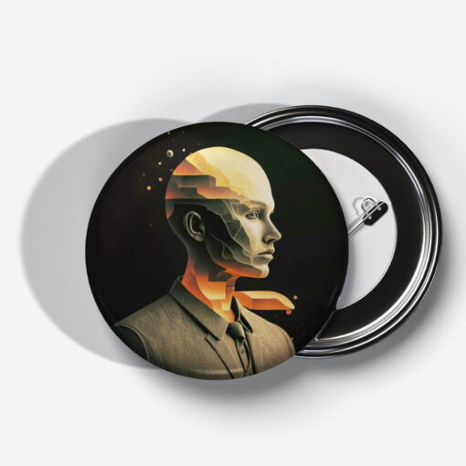 Temporal Reverie - Add a pop of creativity to your attire with this abstract pin button
