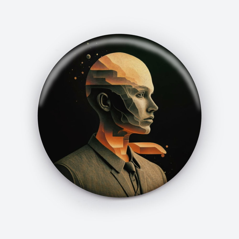 Temporal Reverie - Add a pop of creativity to your attire with this abstract pin button