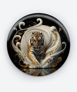 Majestic Stripes Tiger Pin Button | Bold Wildlife Art Accessory