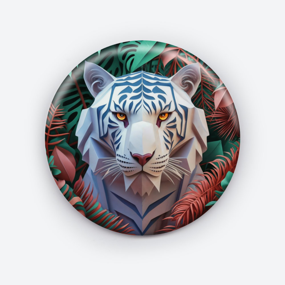 Origami Tiger Spirit Pin Button | Unique Tiger Art Design