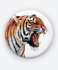 Roaring Elegance Tiger Pin Button | Majestic Tiger Design