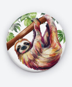 Slow Down and Smile Sloth Pin Button | Charming Relaxed Accessory