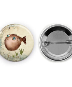Cute Pufferfish Pin Button 1a