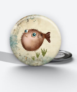 Cute Pufferfish Pin Button 1b